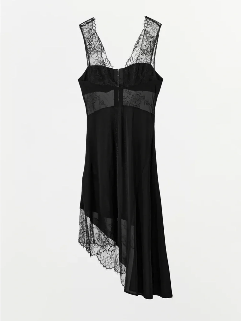 NWT ZARA ZW COLLECTION SATIN EFFECT ASYMMETRIC LACE DRESS - Picture 5 of 9